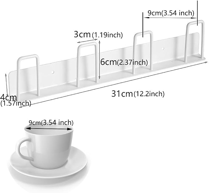 BAIEUEJO 2pcs Cup Holder Wall-Mounted Mug Hook Coffee Cups Holder no Drilling - Image 6