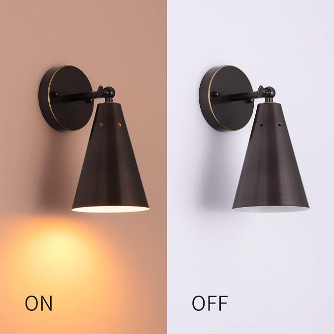 Oil Rubbed Bronze Farmhouse Wall Sconces Set of Two, Rustic Adjustable Interior - Image 7