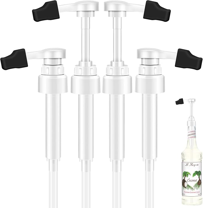 Coffee Syrup Pump for 750 ml Bottle – 4 Pack Syrup Dispenser Pumps Compatible by Unknown