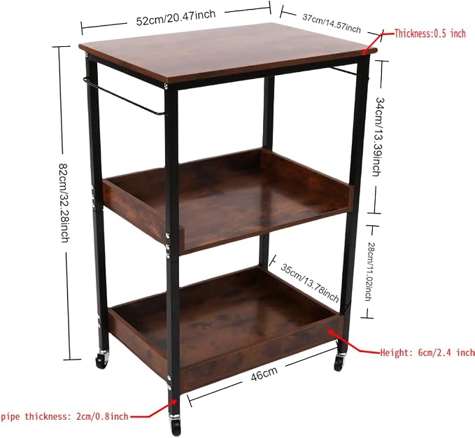 3-Tier Rolling Utility Cart - Image 2