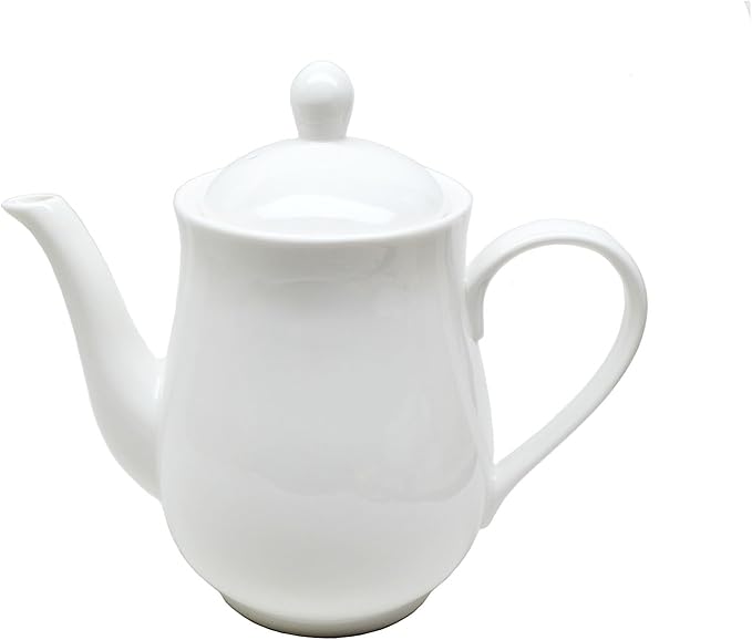 White Porcelain Teapot, Big Tea Pot Coffee Tea Water Pot Vintage Ceramic by Liangbaobao