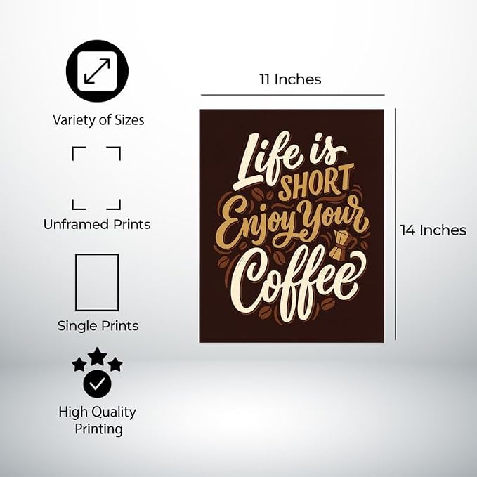 Lawrence Williams Designs Life Is Short Enjoy Your Coffee Poster - Image 2