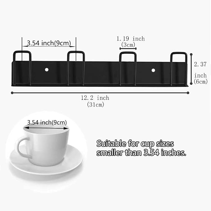 BAIEUEJO 2pcs Mug Hooks Wall-Mounted Mug Holder, Coffee Cups Holder Hanger no - Image 5