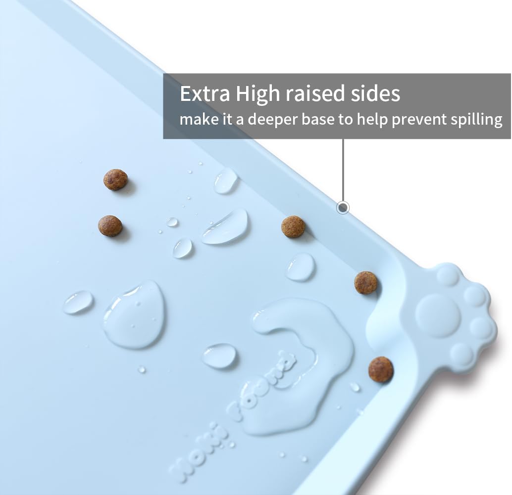 Hoki Found L Silicone Non Slip Pet Dog Cat Bowl Mats - Placemat - Feeding Mat - Waterproof - For Carpet - Frost