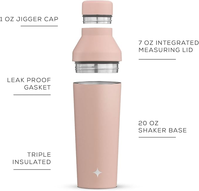 JoyJolt Triple Insulated Cocktail/Protein Shaker Bottle. 20oz Shaker Cup - Image 2