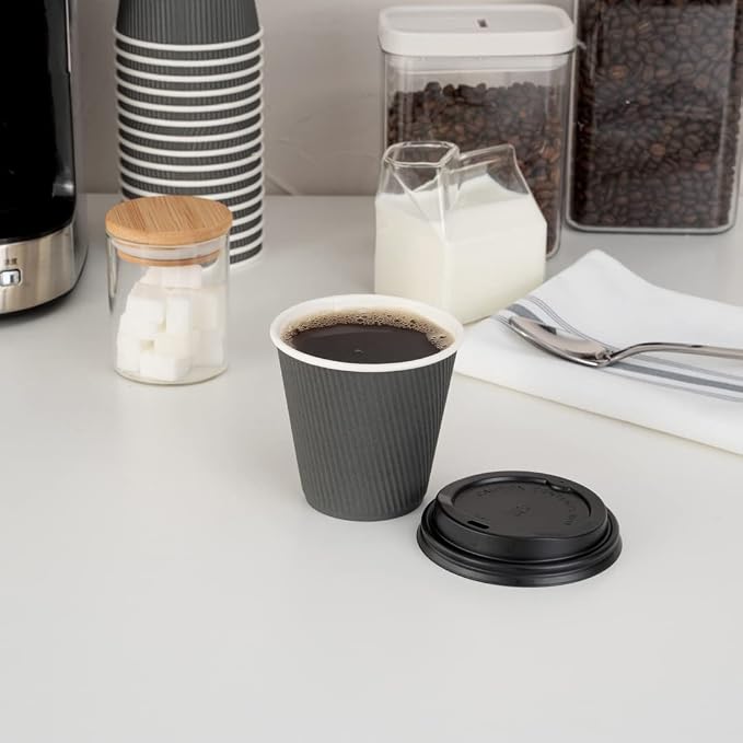 Restaurantware Ripple Wall Coffee Cups 25 Count 8 Ounce Insulated Gray Paper - Image 8
