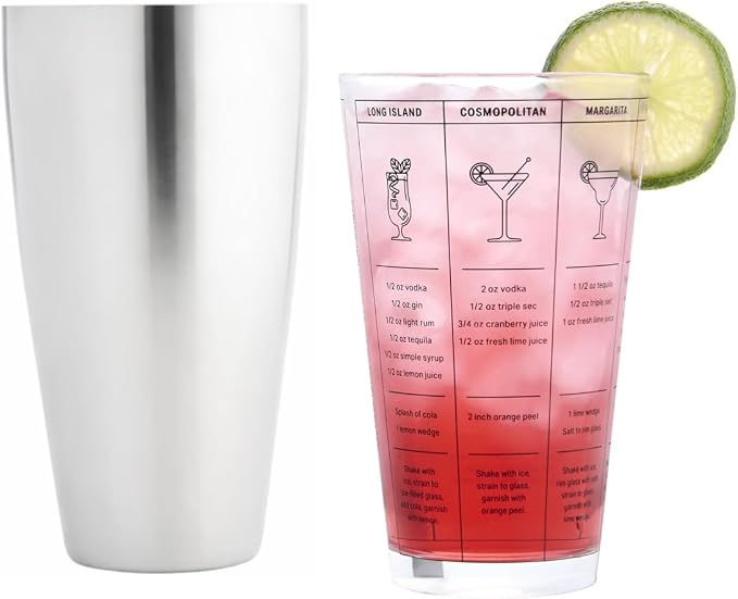 HIC Kitchen Bar Boston Cocktail Shaker and Mixer Glass Set by HIC