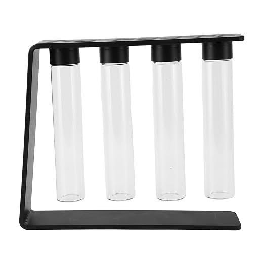 Coffee Bean Cellar Glass Tubes Storage Set Metal Stand Funnel - Image 4