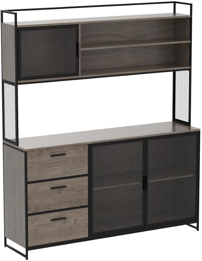 AGOTENI Large Kitchen Hutch Cabinet, Storage Cupboard Pantry - Image 4