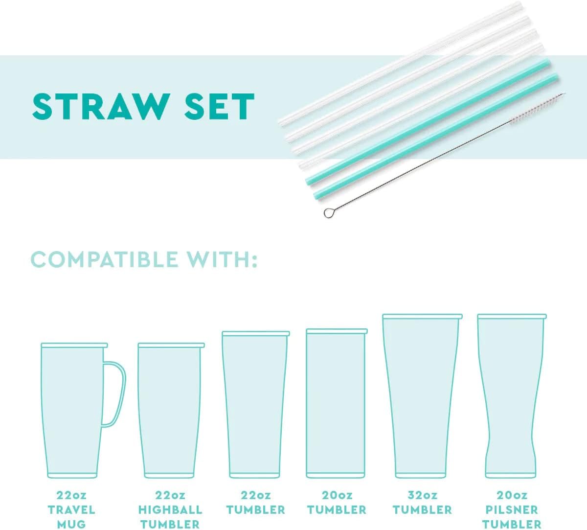 Swig Life Reusable Straws Candy Corn Tall Straw Set & Cleaning Brush, Each Straw is 10.25 inch Long (Fits Swig Life 20oz, 22oz, and 32oz Tumblers)