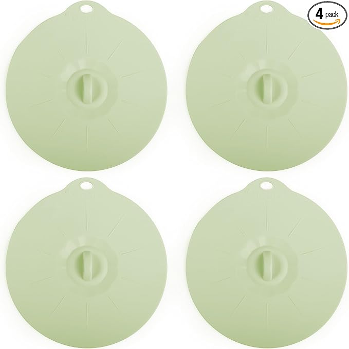 4 Pack 5.9" Silicone Lids for Cups Bowls Plates Pans, Microwave Splatter Cover by veelam