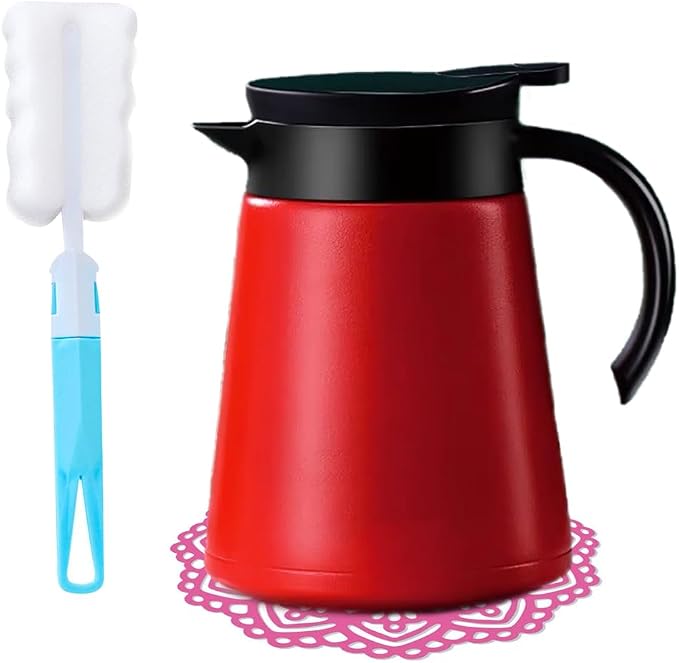 Mini Stainless Steel Thermal Carafe Coffee, 30 oz Tea Pot Double Wall Vacuum by Deeriz