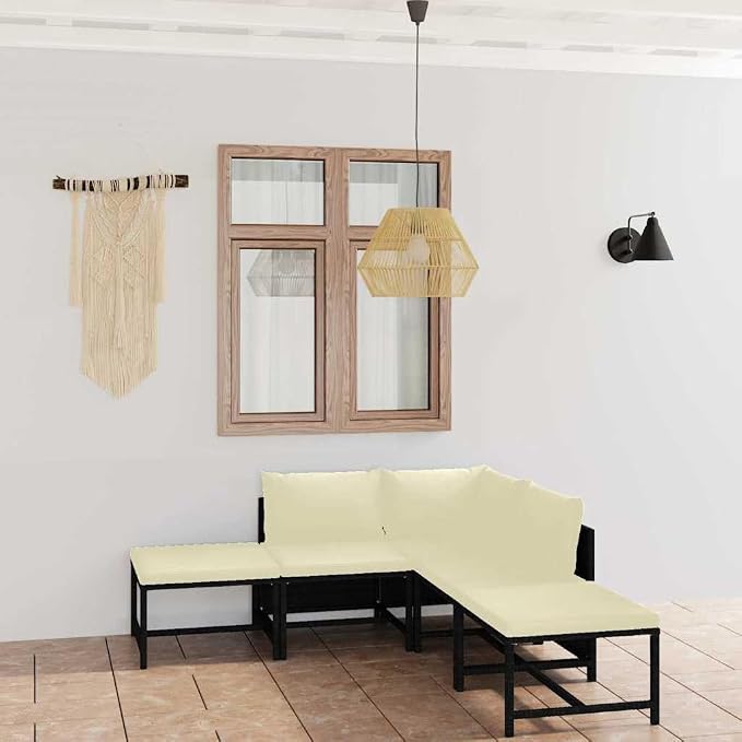 6 Piece Patio Lounge Set with Cushions, Modular Poly Rattan Outdoor Furniture - Image 2