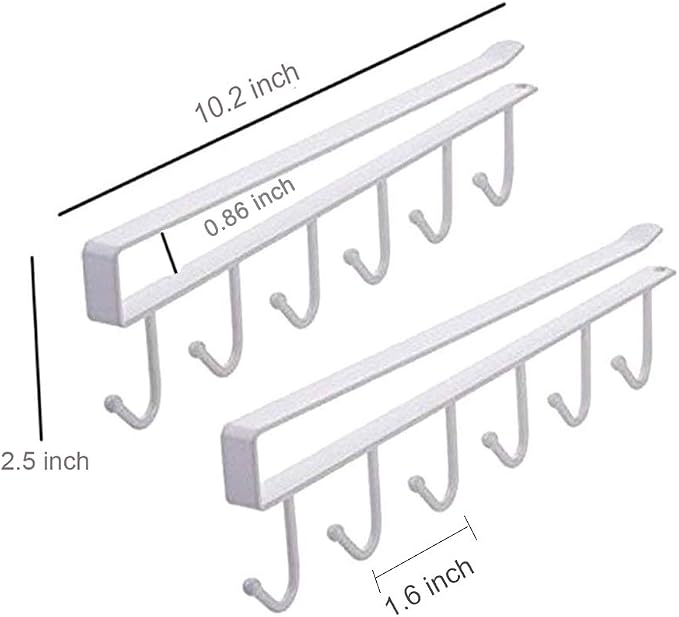 AliCH Mug Holder 2pcs Under Cabinet Mug Hooks Rack, Nail Free Coffee Cups Holder - Image 7