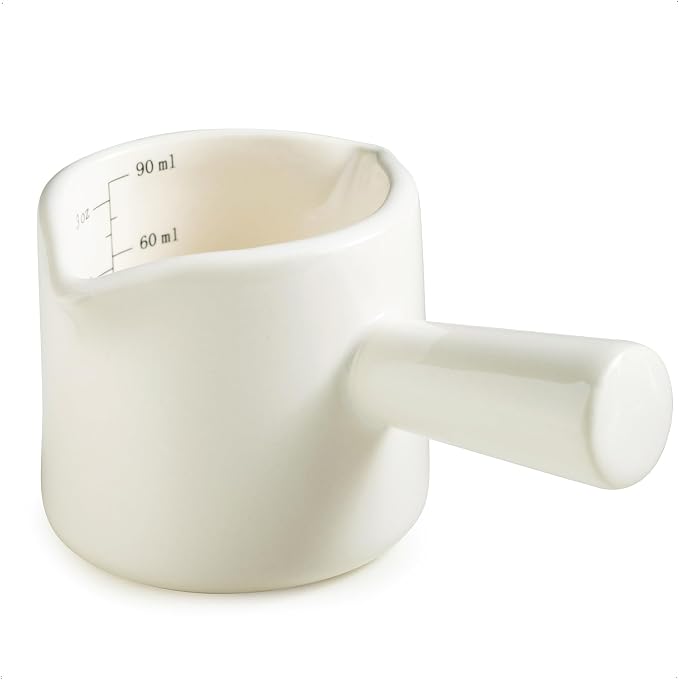 Espresso Measuring Cup, Ceramic Espresso Cup Double Spouts Expresso Shots Cup by YHOSSEUN