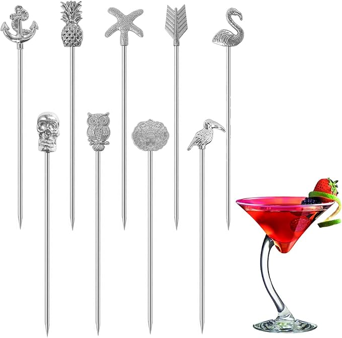 Martini Cocktail Picks Reusable Olive Picks Garnish Skewer Fruit Toothpicks Set by DEEKOUDT