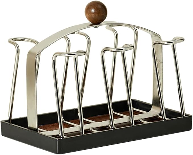 Stainless Steel 6 Cups Mug Holder Drying Rack Stand Drinking Glass Cup Holder by ANQIA