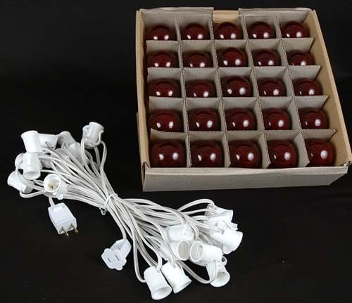 G50 Patio String Lights with 25 Red Globe Bulbs – Wedding Outdoor String Lights - Image 5