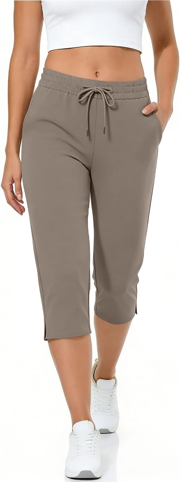 Capri Yoga Pants for Women Drawstring Elastic Waisted Trousers Summer Jogger - Image 8
