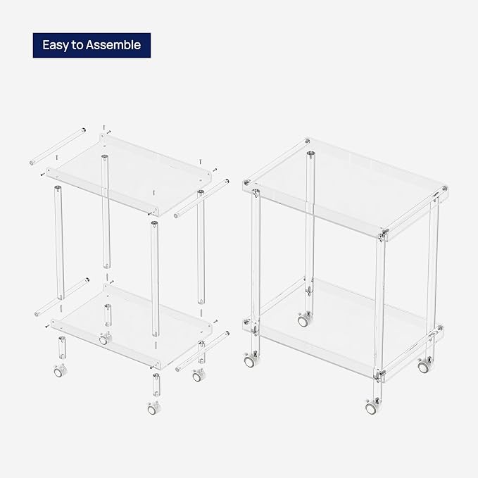 HMYHUM Acrylic Bar Cart, Rolling Serving Cart - Image 7
