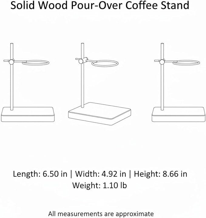 Solid Wood Pour-Over Coffee Stand, Open Frame Manual Brewing Holder - Image 7