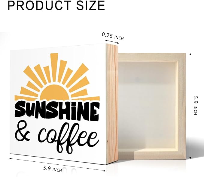 Sunshine Coffee Wooden Box Sign, Positive Sunshine Desk Decor - Image 2