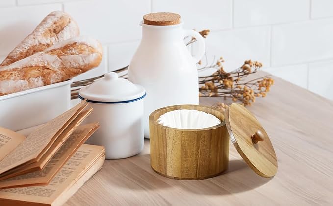 Coffee Filter Holder, Acacia Wood Filter Storage Container - Image 7