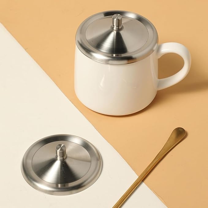 Luxshiny Stainless Steel Mug Lid Set 3.34 Inch Reusable Leak Proof Round Cup - Image 7