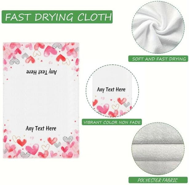 Custom Heart Kitchen Towel 2-Pack Set, Design Your Own Text One Side, Custom - Image 6