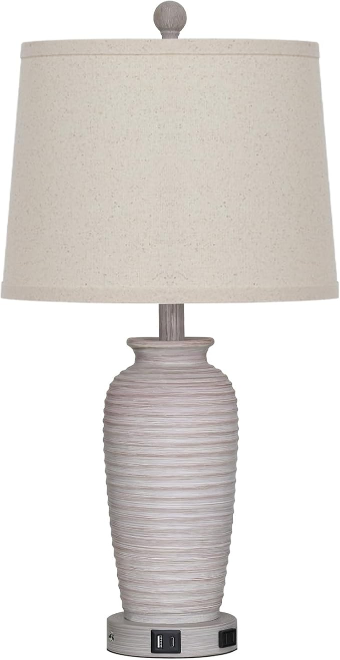 CINSARY 25" Vintage Farmhouse Jar Table Lamps, Single Rustic Bedside Lamp - Image 9