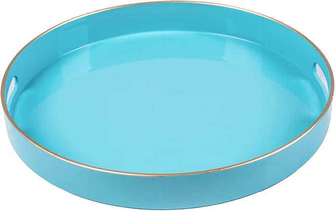 MAONAME 13-inch Light Blue Round Tray, Modern Decorative Tray by MAONAME