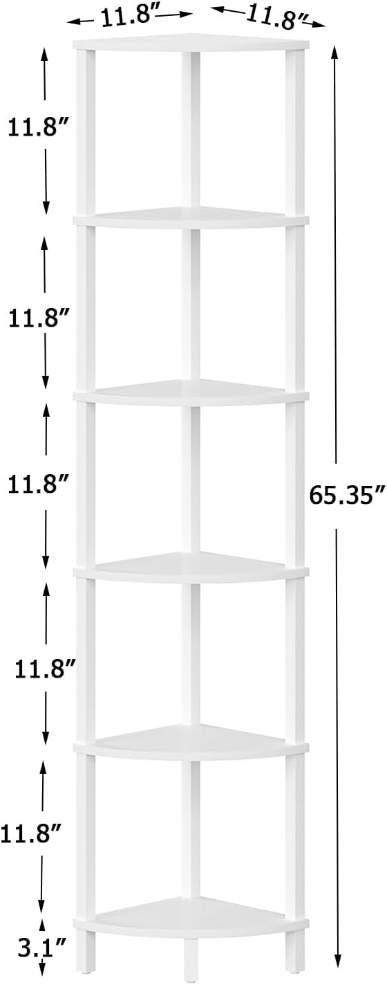 VIMBER Corner Shelf, 6-Tier Corner Bookshelf, Industrial Corner Ladder Shelf - Image 3