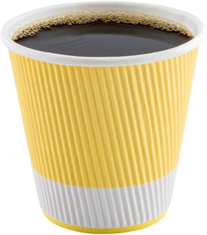 Restaurantware Ripple Wall Coffee Cups 25 Count 8 Ounce Insulated Light Yellow - Image 6
