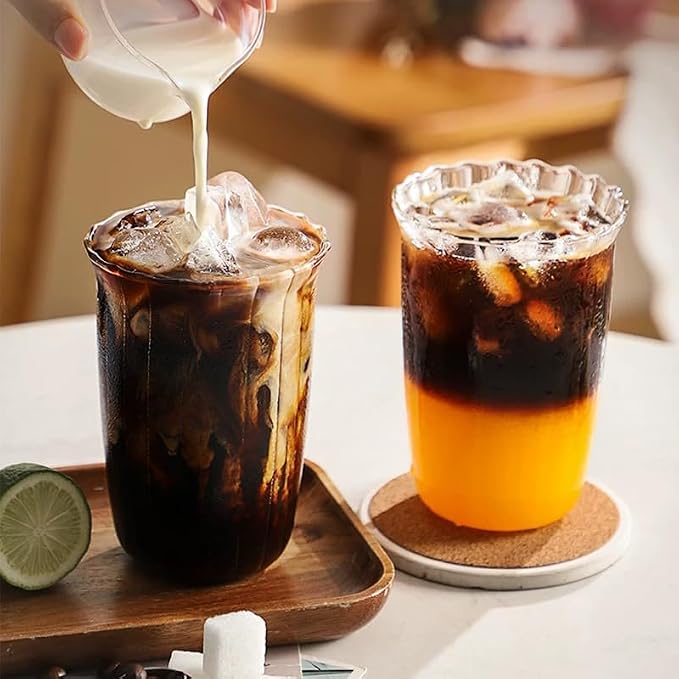 2 Pcs Drinking Glasses Coffee Cup, 13oz Glassware Set, Iced Coffee Glasses - Image 7