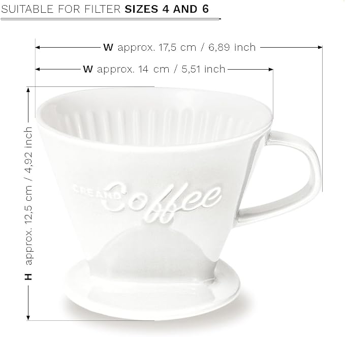 Creano XXL Porcelain Coffee Dripper White - Image 3