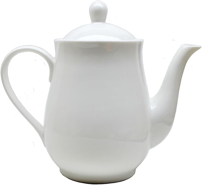 White Porcelain Teapot, Big Tea Pot Coffee Tea Water Pot Vintage Ceramic - Image 2