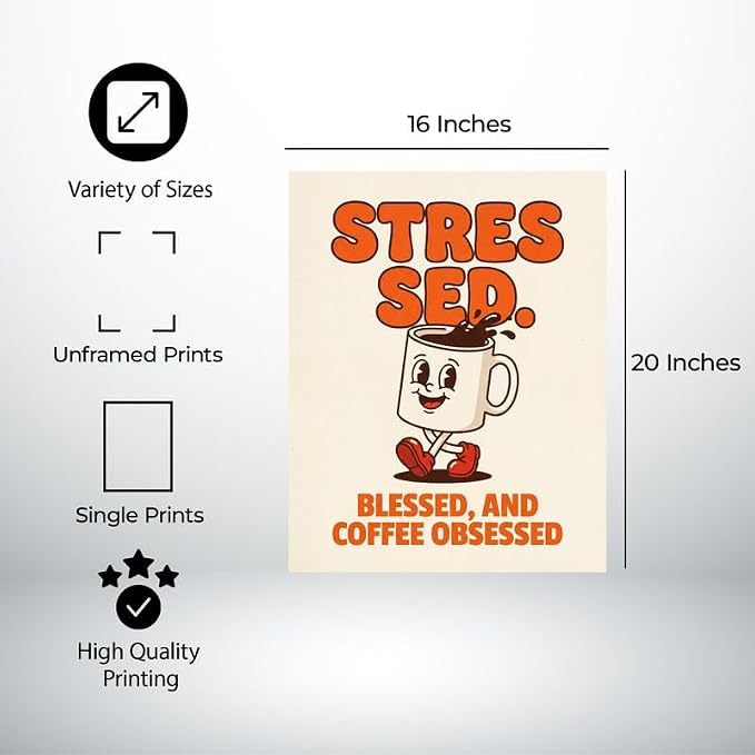Lawrence Williams Designs Stressed Blessed and Coffee Obsessed Poster - Image 2