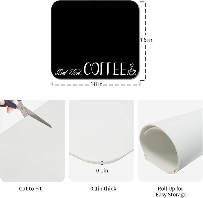 Coffee Bar Mat Rubber Dish Drying Mat - Image 6