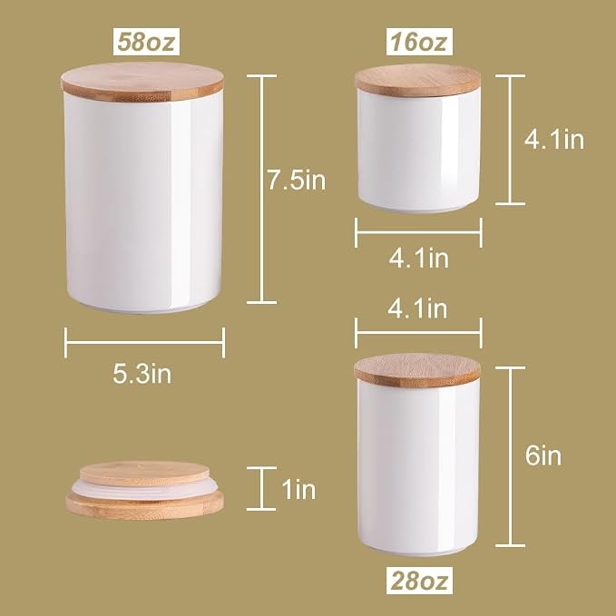 Sweejar Ceramic canisters for kitchen counter, Stackable Food Containers Set - Image 6