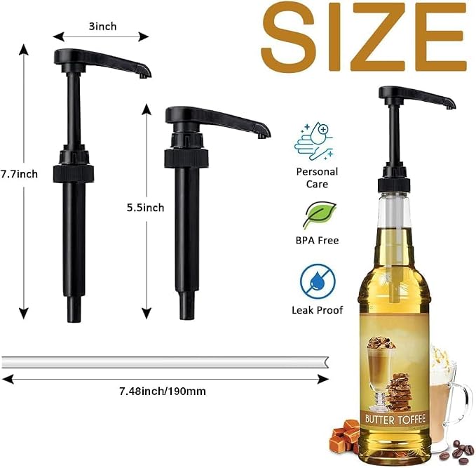 20 Pcs Black Pumps for Coffee Syrup Bottle, Compatible - Image 3