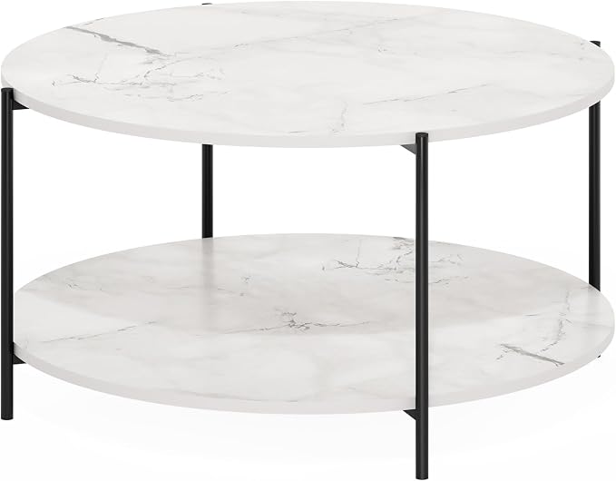 Furinno BESI Coffee Table, 2-Tier Round Modern Coffee Table - Image 4
