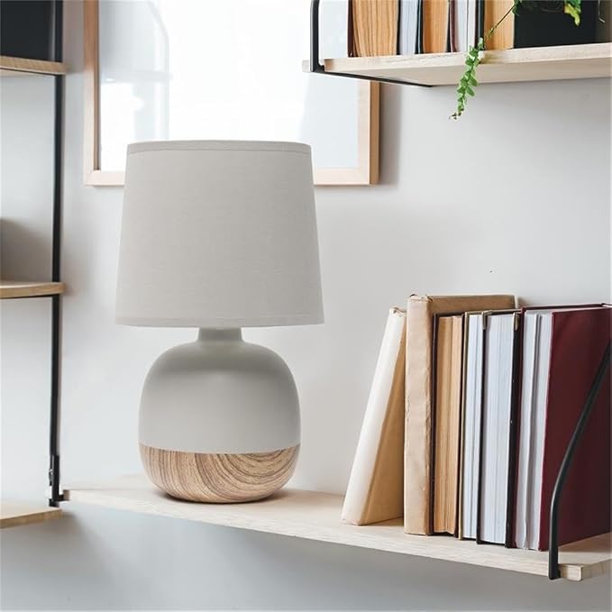 Simple Designs LT2078-LWG Petite Mid Century Table Lamp, Light Wood and Light - Image 4