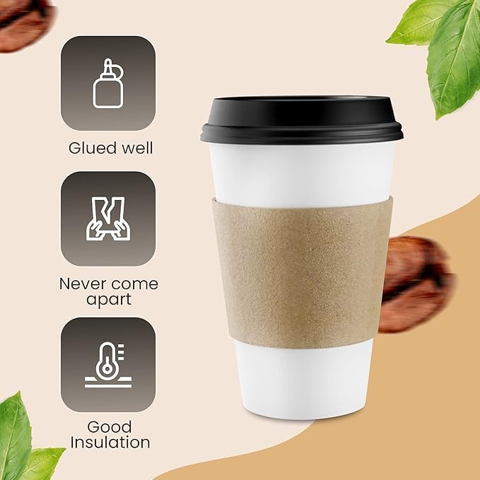 Coffee Sleeves 2000 Pcs – Corrugated Brown Kraft Paper Cups Sleeves Fit 12oz - Image 4