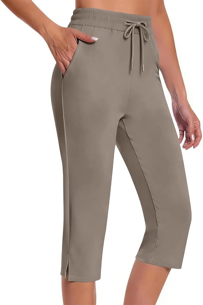 Capri Yoga Pants for Women Drawstring Elastic Waisted Trousers Summer Jogger - Image 2