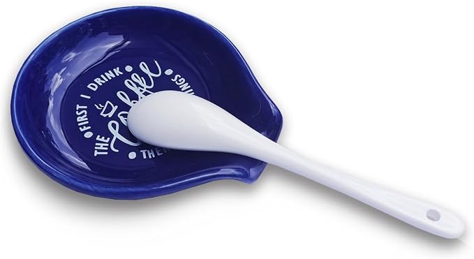 Funny Coffee Quote First I Drink The Coffee Then I Do The Things Ceramic Spoon - Image 4