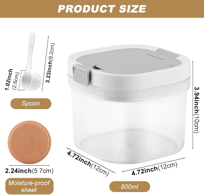 Brown Sugar Container with Spoon and Brown Sugar Keeper Disc, 800ml Brow-n - Image 2