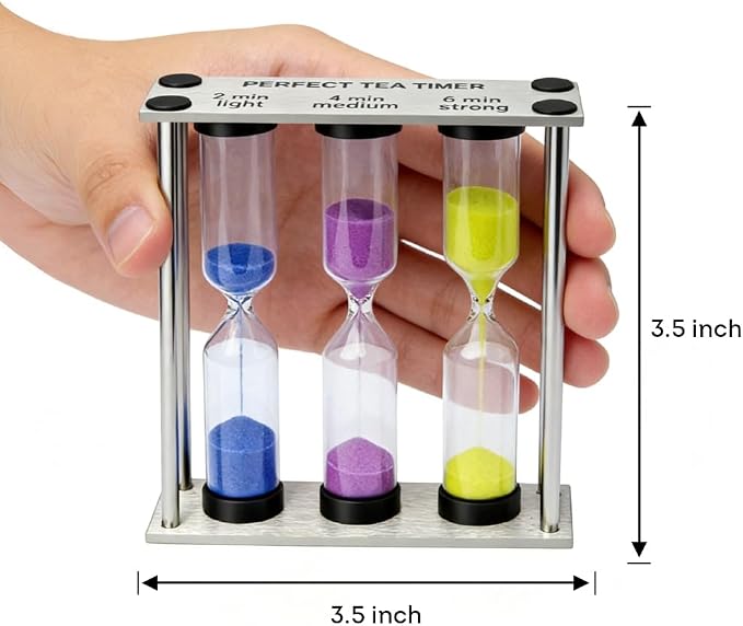 Lily's Home 3.5" Tall 3-in-1 Perfect Tea Timer, Includes 2, and 6 Minute Sand - Image 2