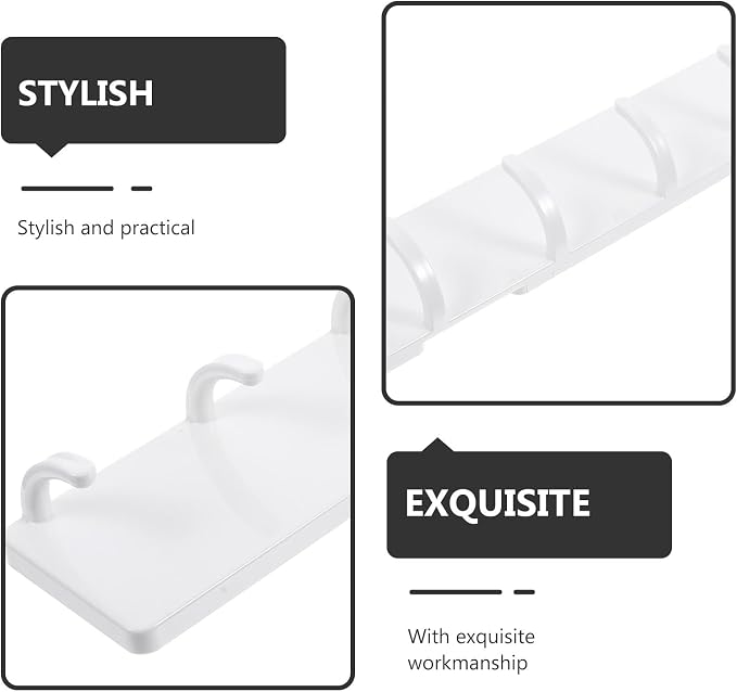 PRETYZOOM Punch-Free Adhesive Kitchen Wall Hooks 7-Hook Plastic Rack Strong - Image 7