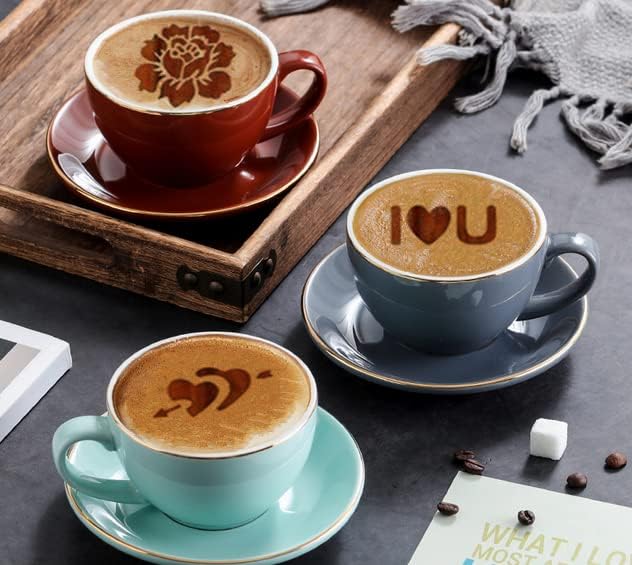 36 Coffee Stencils+2 Mesh Powder Shakers, Cake Baking Templates Coffee Art - Image 2