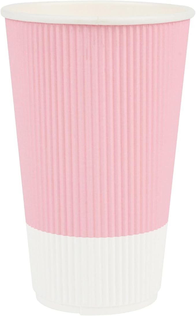 Restaurantware Ripple Wall Coffee Cups 25 Count 16 Ounce Insulated Light Pink - Image 2